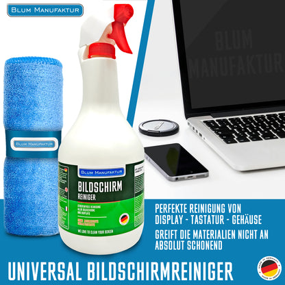 1 Liter Bildschirmreiniger + Mikrofasertuch 30x30 cm