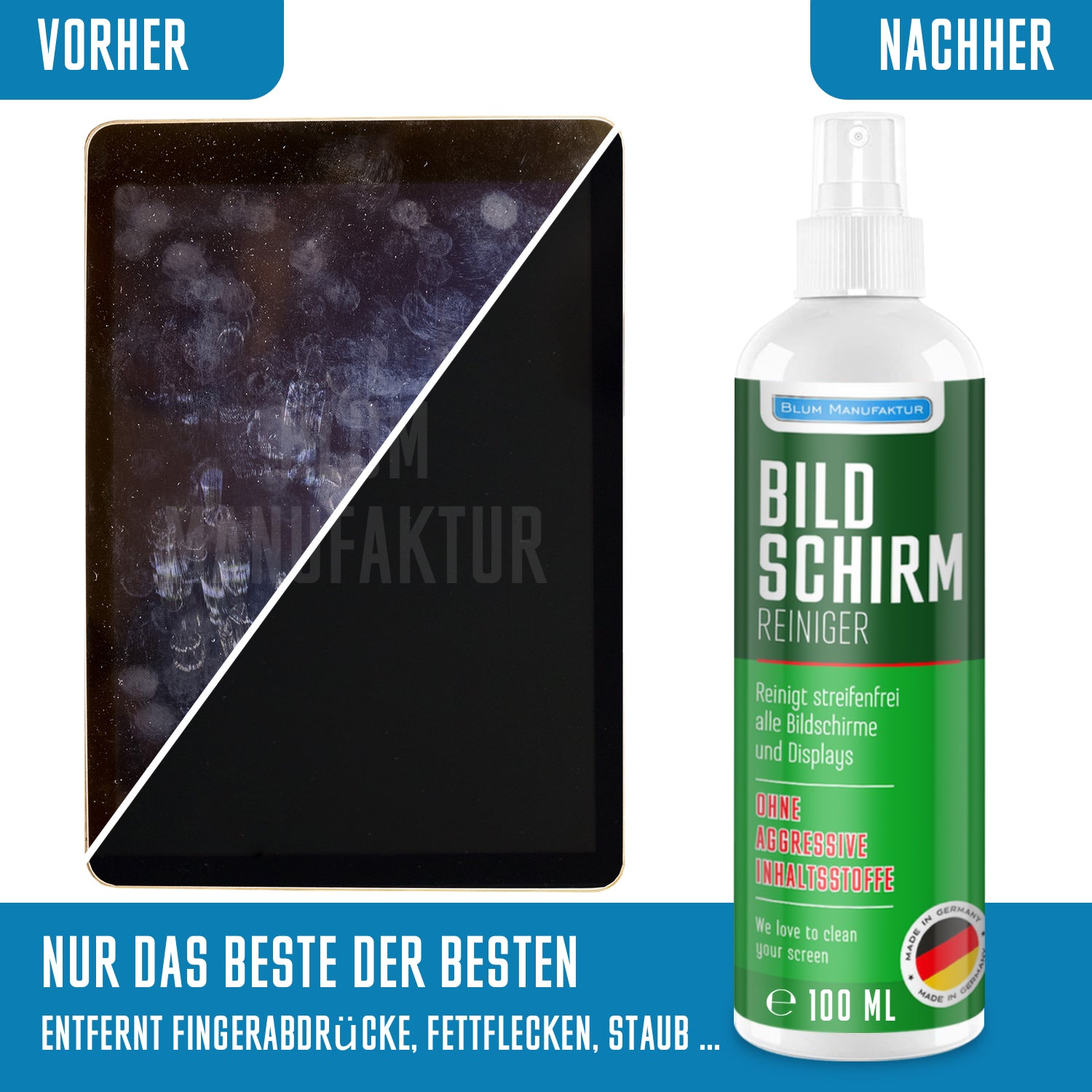 100ml Bildschirmreiniger + Mikrofasertuch 30x30 cm