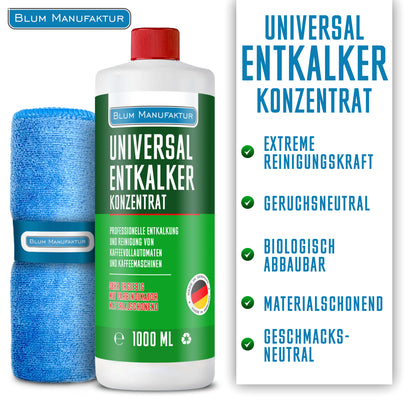 1 Liter Universalentkalker Konzentrat + Mikrofasertuch 40x40 cm + Messbecher